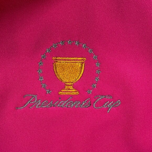 Nike Golf Womens Dri-Fit Polo Small Pink Presidents Cup Liberty Logo NEW - Picture 3 of 12
